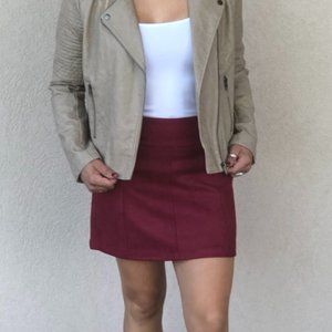 NWT BB Dakota Berry Red Faux Suede Mini Skirt